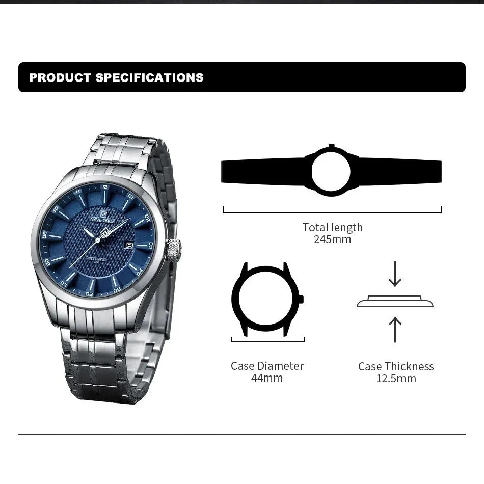 NAVIFORCE 8032 New Design Men Luxury Watches Simple Fashion Wristwatch Casual Male Quartz Stainless Steel Strap Clock Reloj Hombre