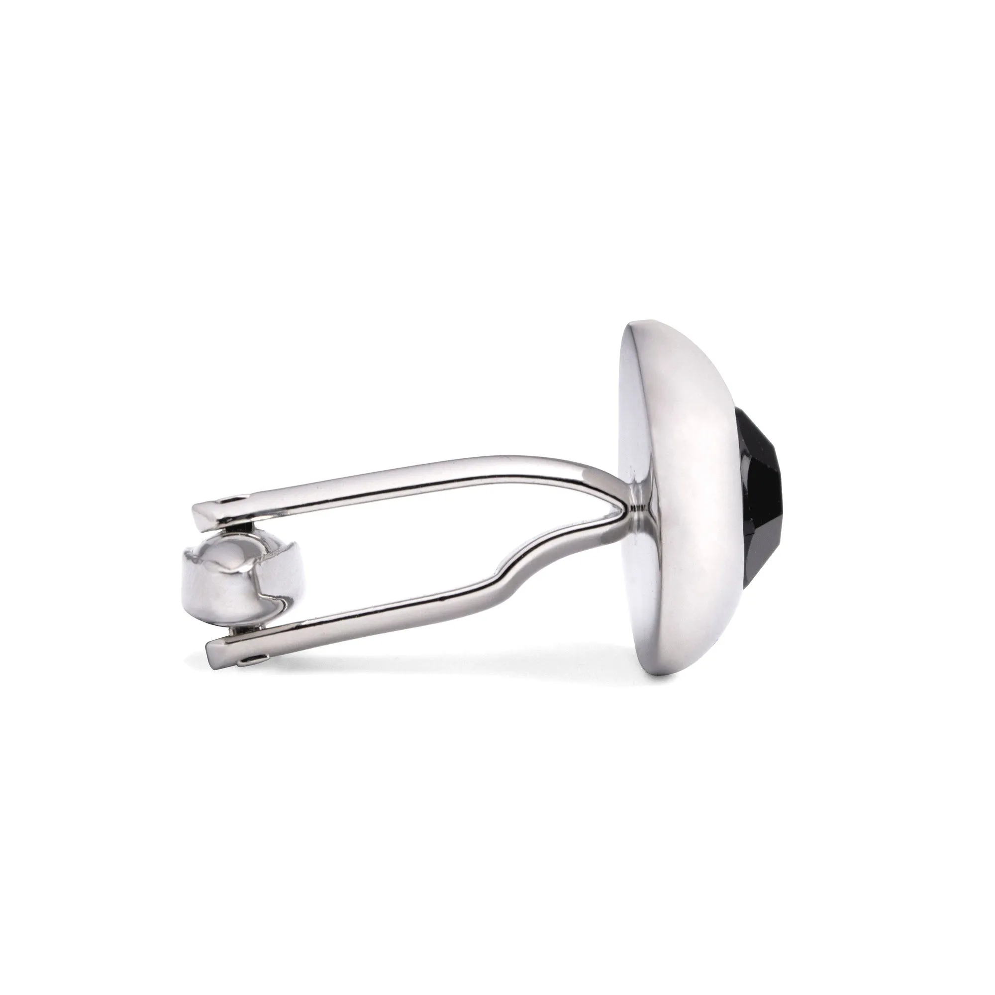 Round Bejeweled Crystal Cufflinks in Jet Black (Online Exclusive)